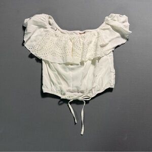 Mossimo Supply Co. Cream Eyelet Ruffle Blouse